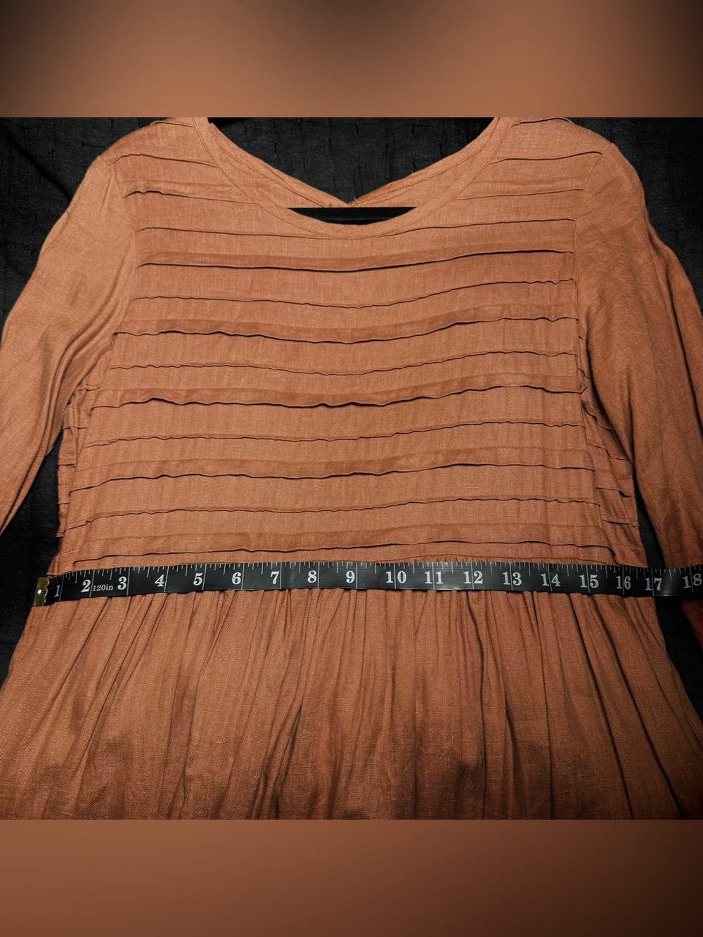 Linennaive Long Sleeve Pleated Maxi Linen Dress - Picture 10 of 10